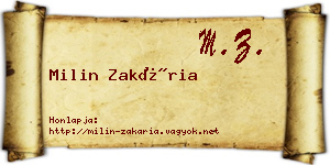 Milin Zakária névjegykártya